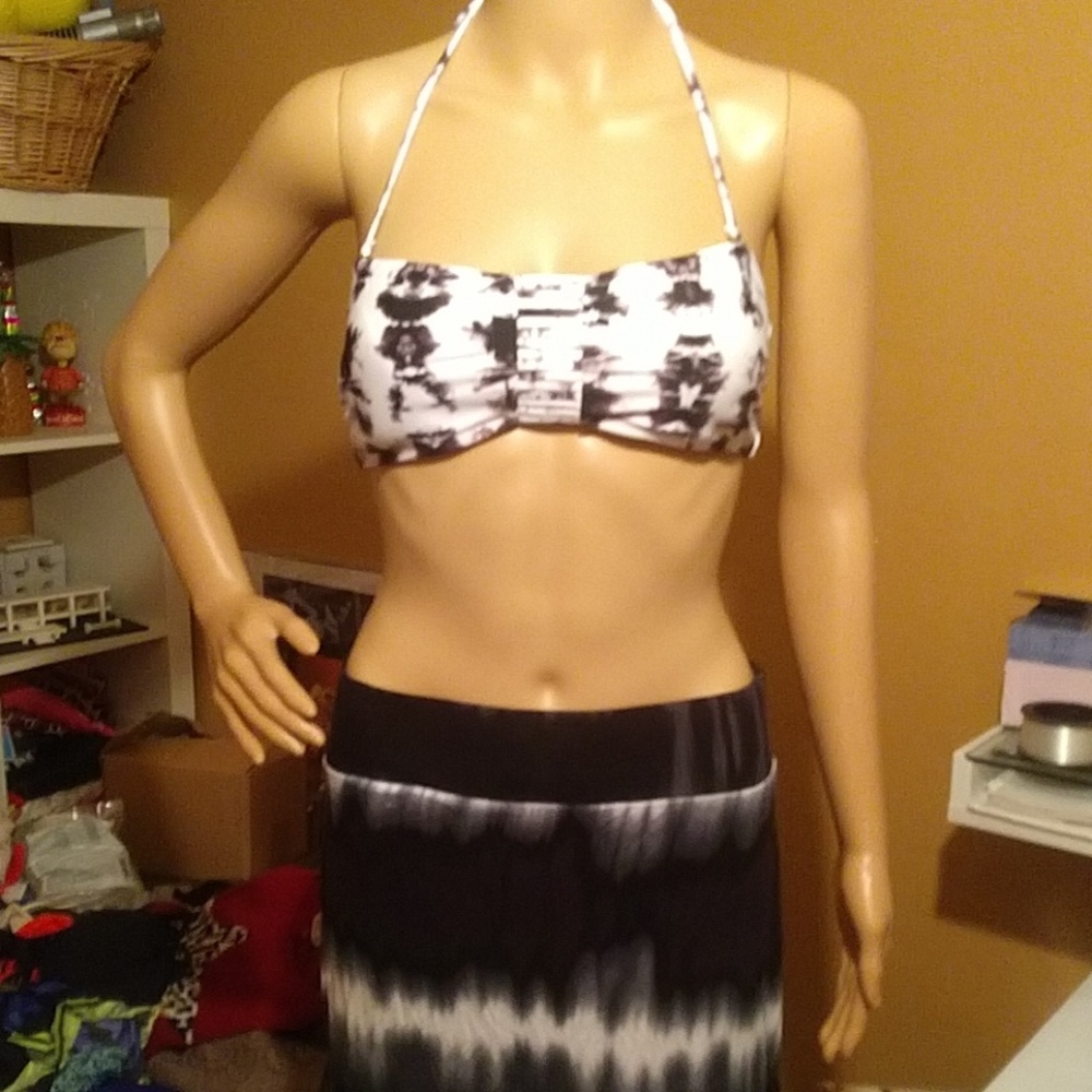 3 pce tie dye swim set with skirt cover-up